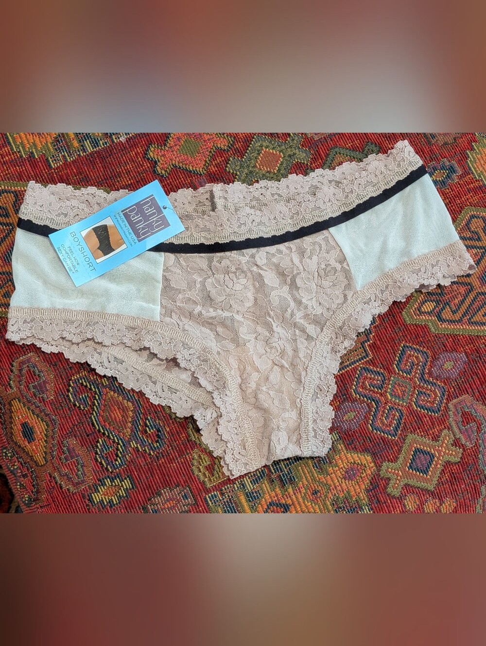 Hanky Panky Women's Lace Bikini Panty in Taupe/Black